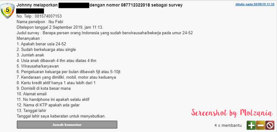 Berbagai pertanyaan survey