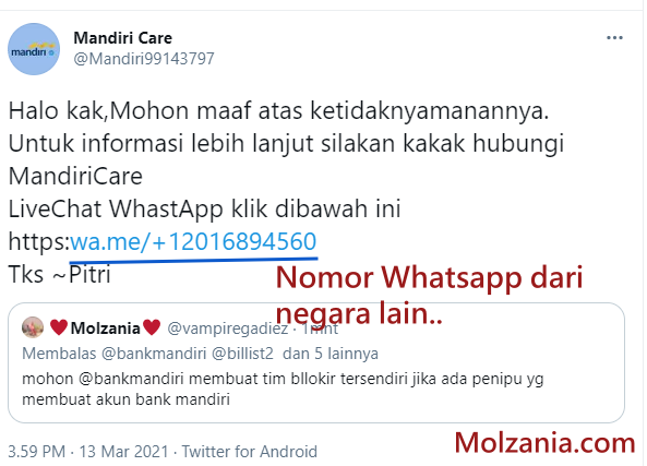 Nomor Whatsapp dari negara lain