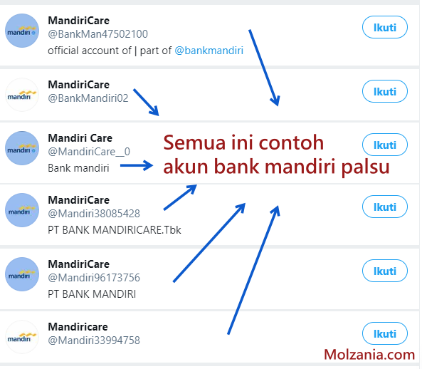 contoh akun bank mandiri palsu