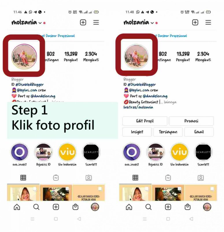 step 1 klik foto profil