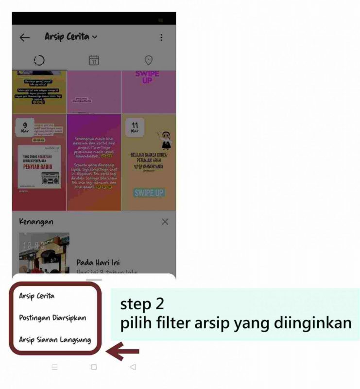 step 2 pilih filter arsip yang diinginkan