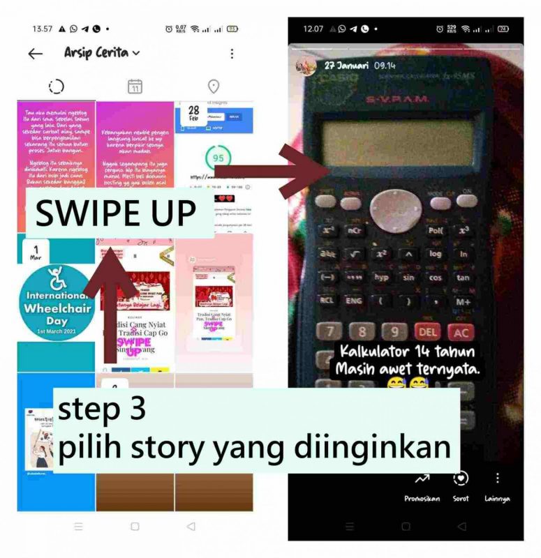 step 3 pilih story yang diinginkan