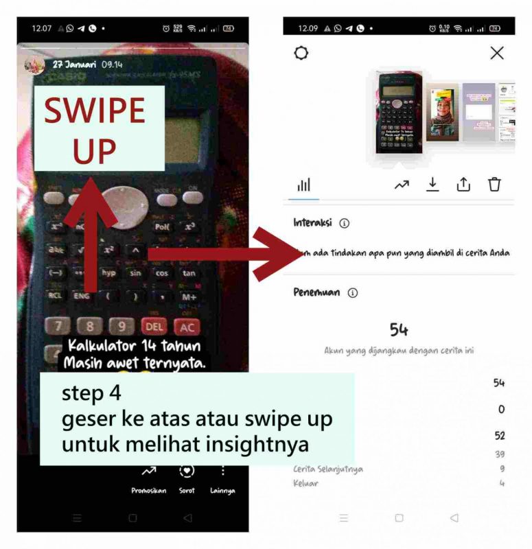 step 4 geser ke atas atau swipe up untuk melihat insightnya