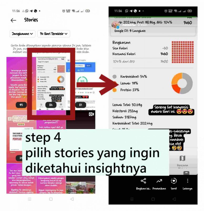  step 4 pilih stories yang ingin diketahui insightnya