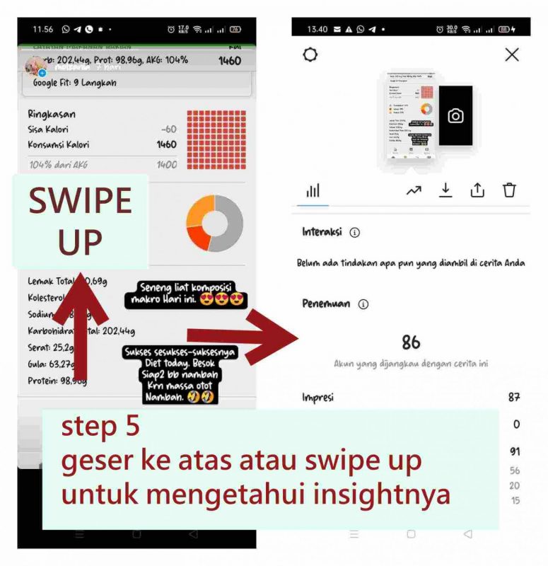 step 5 geser ke atas atau swipe up untuk mengetahui insightnya