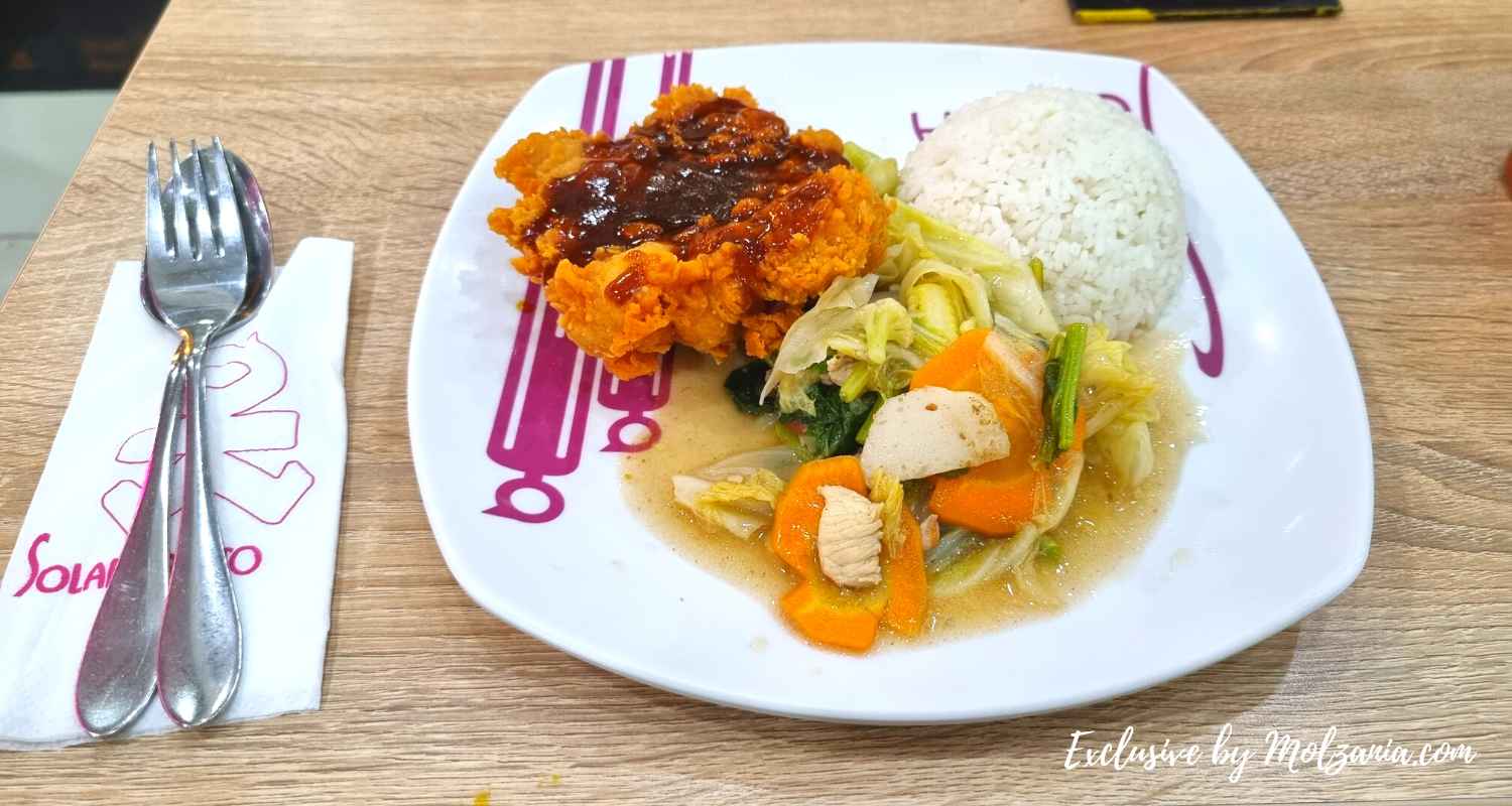 nasi bistik ayam dan capcay