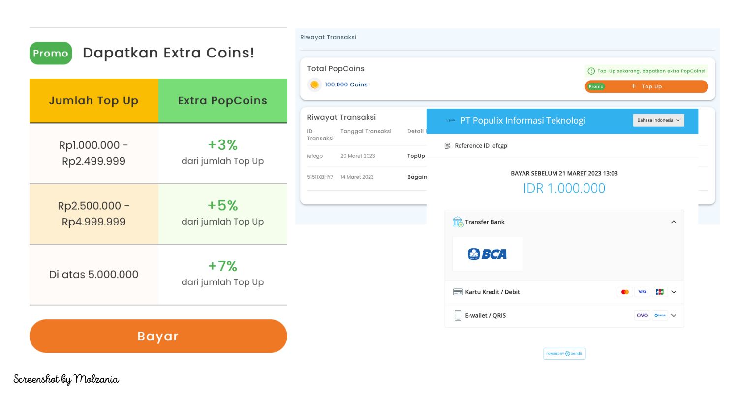 Cara dan metode pembayaran Populix
