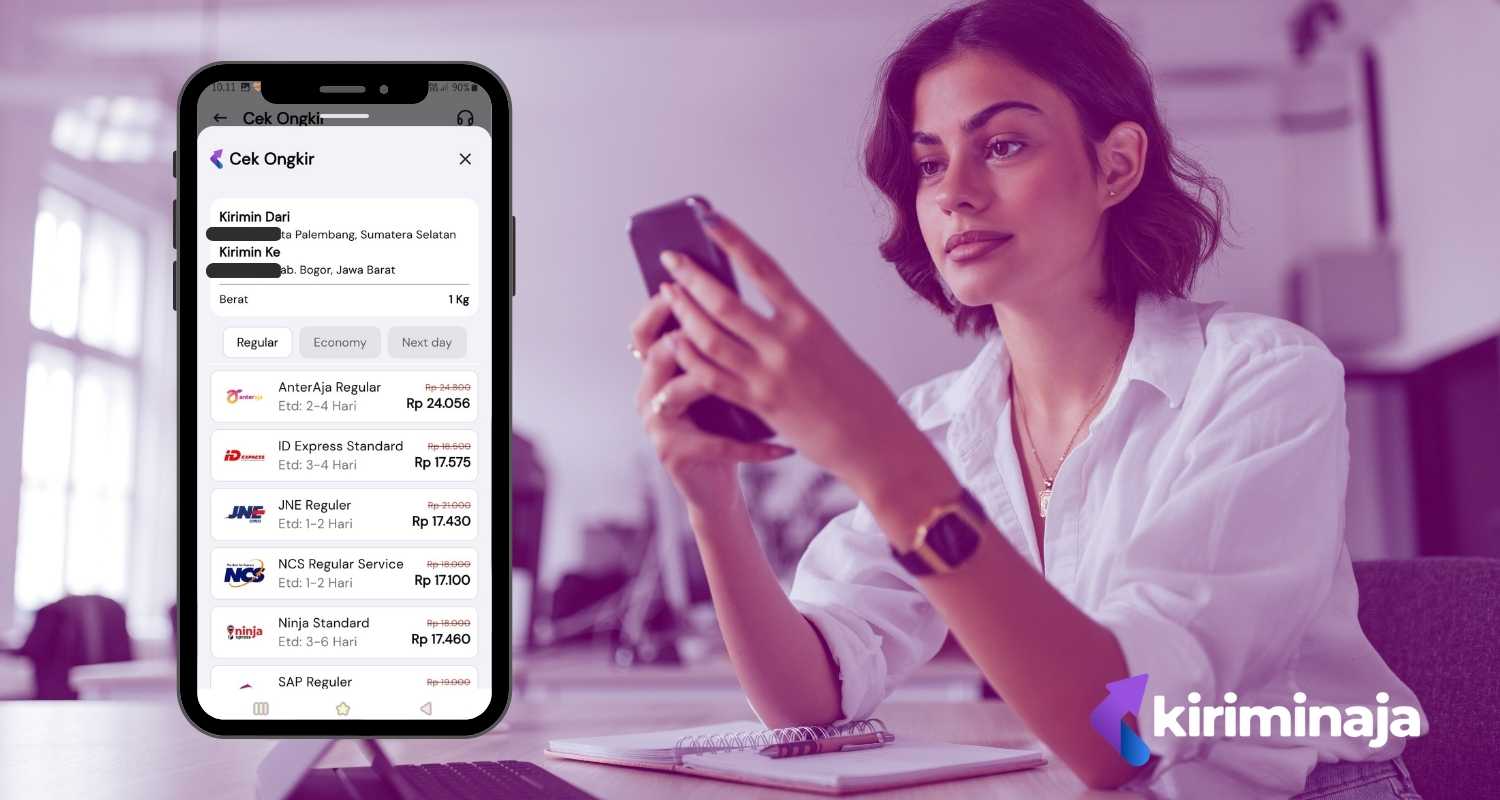 cara cek ongkir via kiriminAja