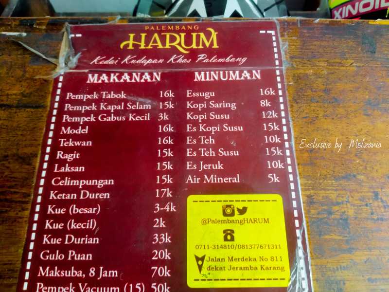 palembang harum menu