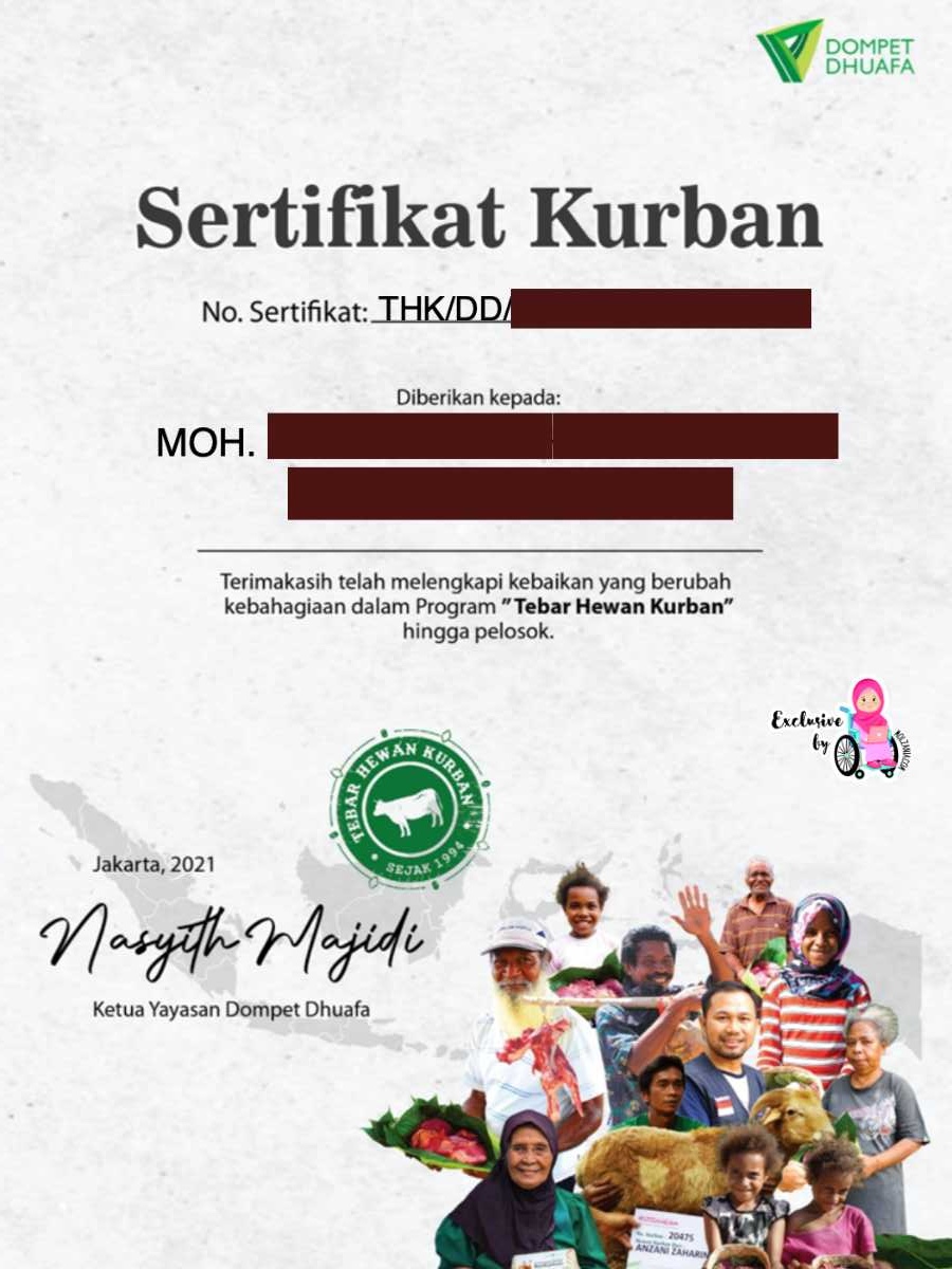 sertifikat kurban dompet dhuafa 