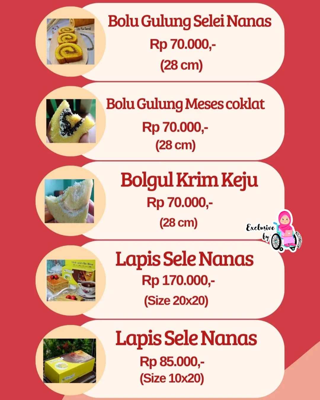 harga bolu gulung kue darrel prabumulih